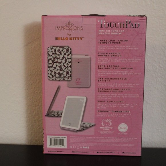 HELLO KITTY TOUCH PAD MINI TRI-TONE LED MAKEUP IMPRESSIONS VANITY MIRROR - Picture 3 of 4